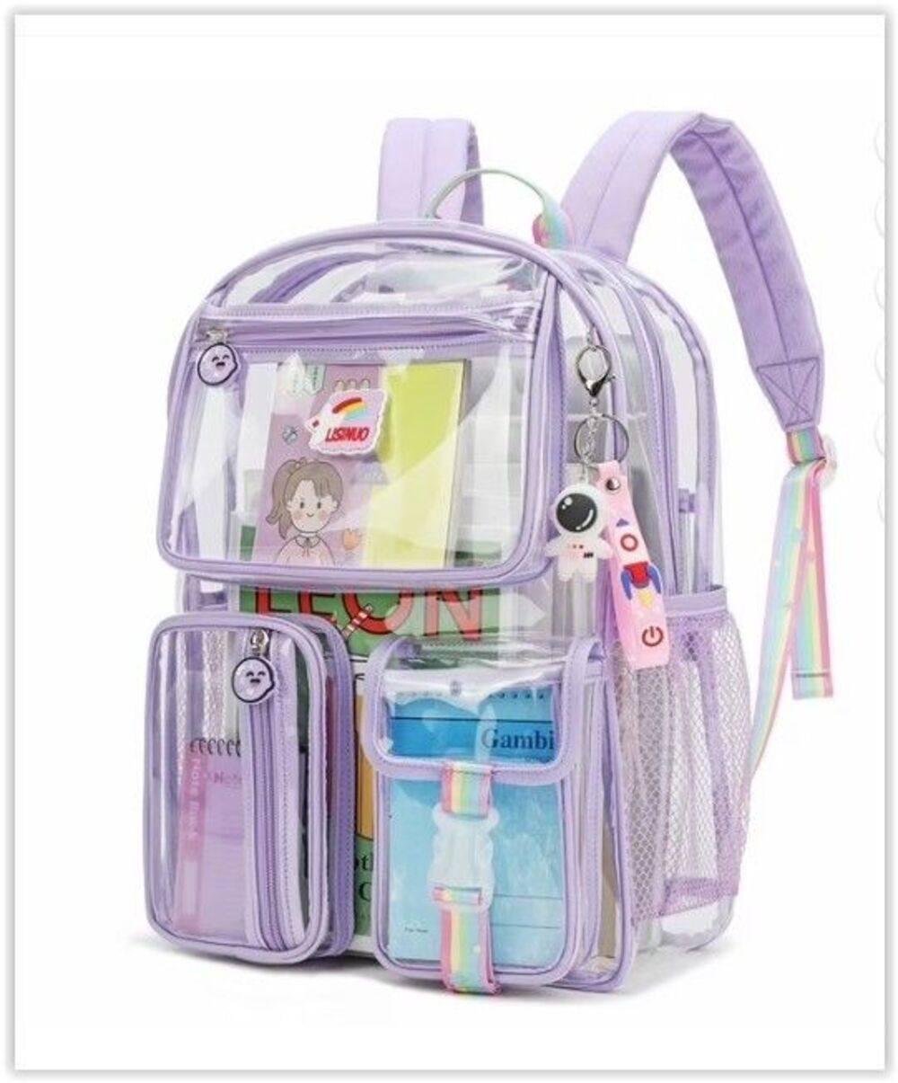 LISINUO Clear Backpack,Heavy Duty PVC Transparent School, Stadium Approved-NEW